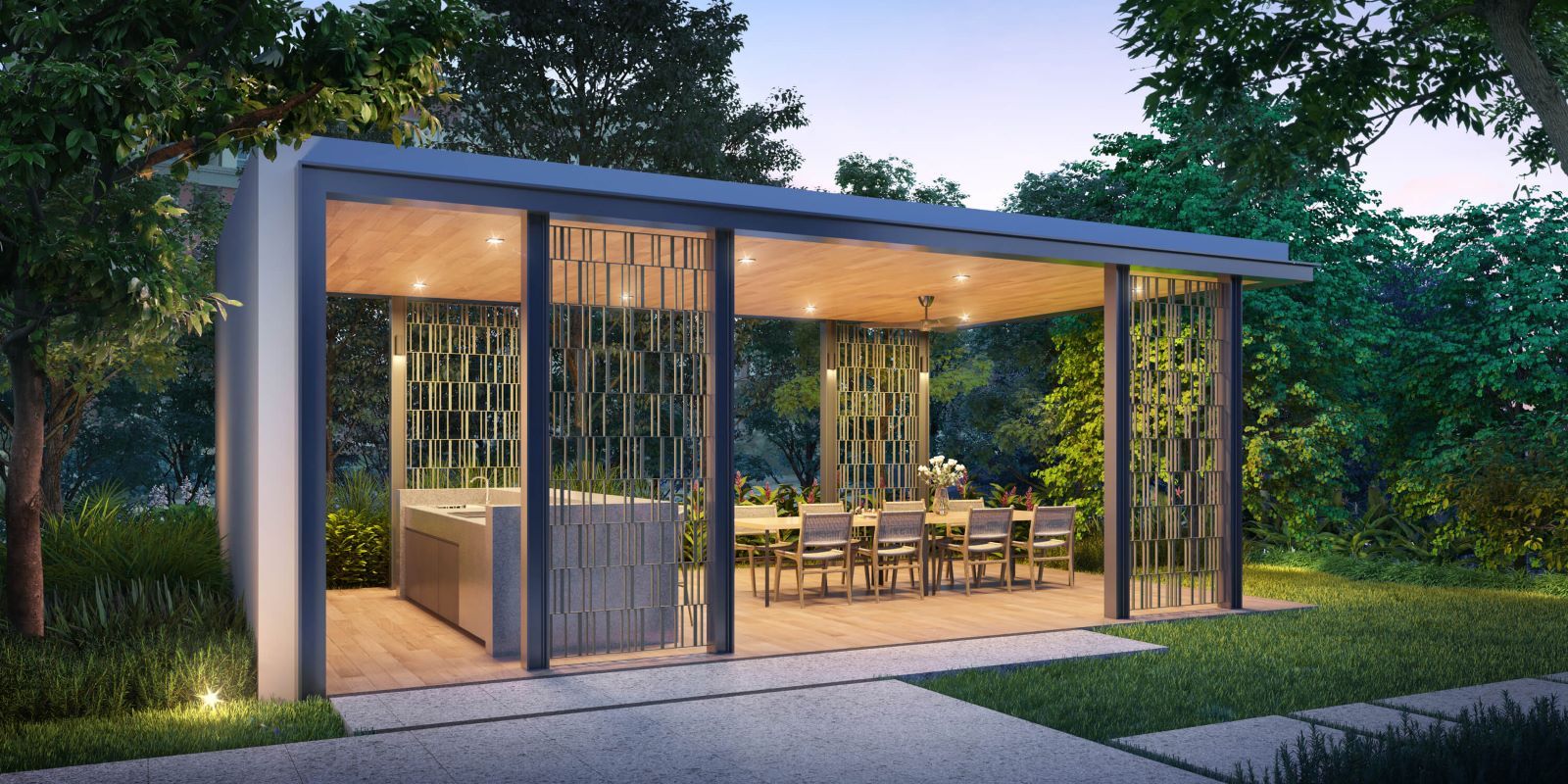 Elegant BBQ pavilion at Tembusu Grand, perfect for gatherings