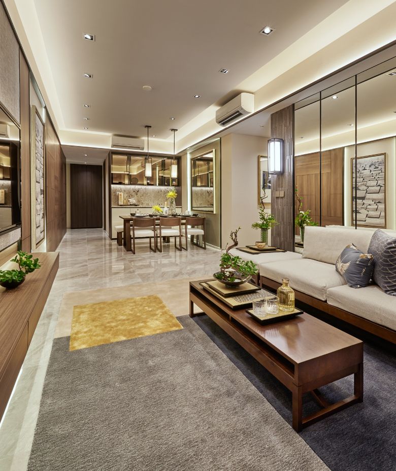 Luxurious living and dining space at Tembusu Grand