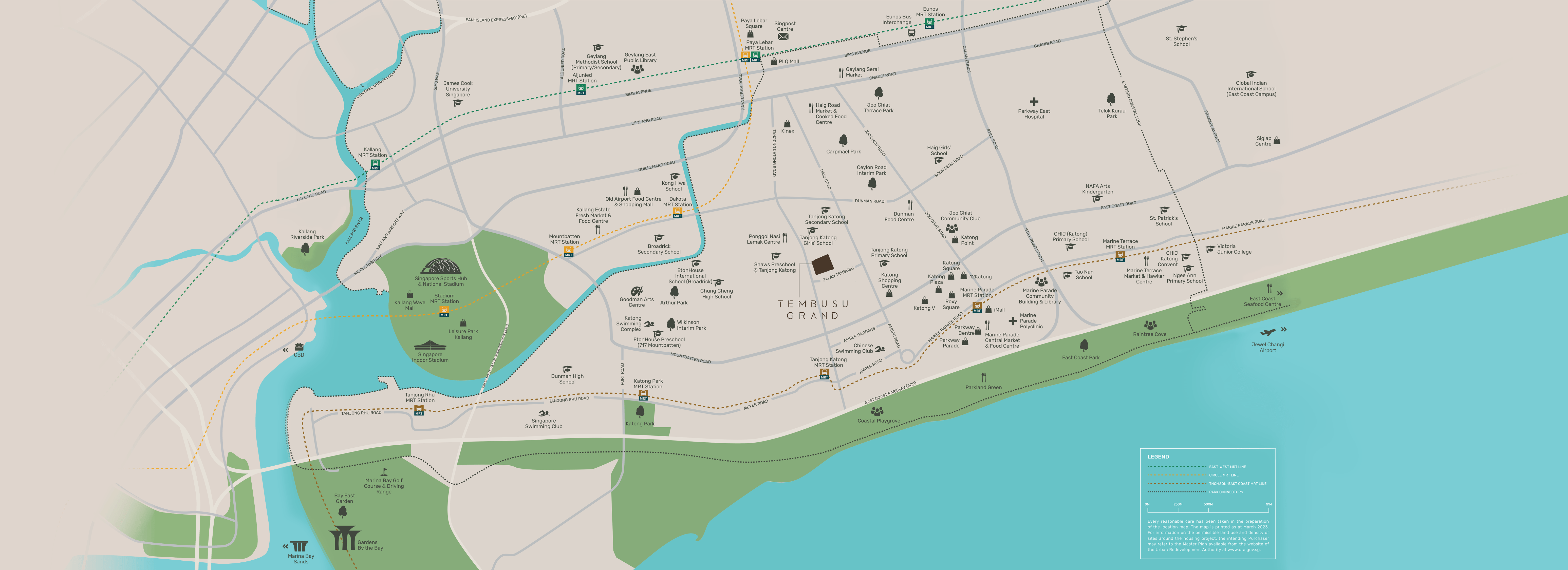 Tembusu Grand location map, highlighting its proximity to key amenities and transport.
